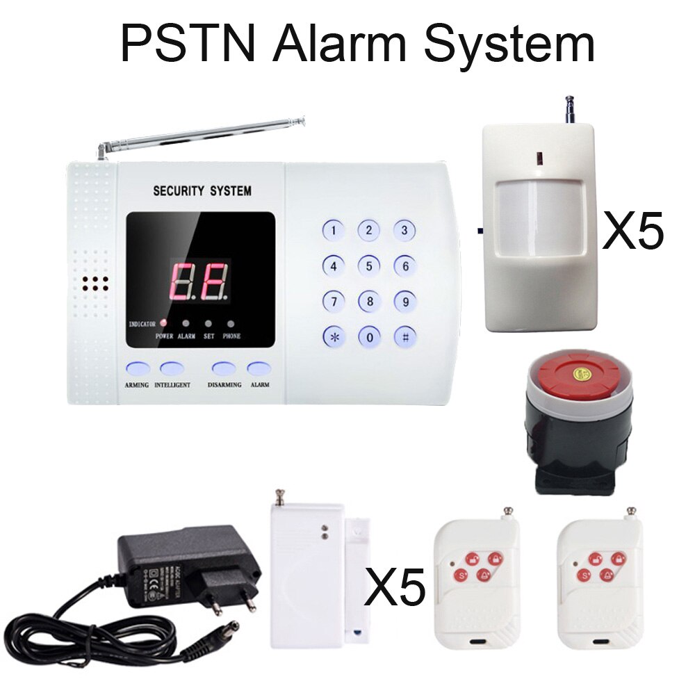 Home security PSTN Alarm System Telephone Dialer 99 wireless zones 433MHz wireless PIR motion detector Door contact sensor