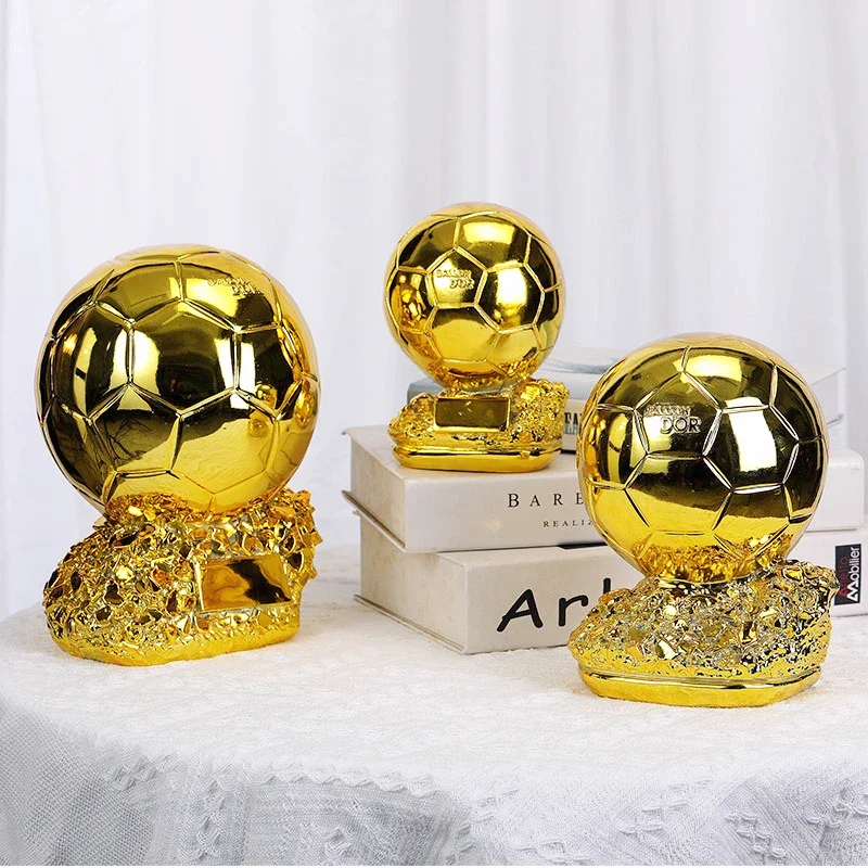 Balón de fútbol dorado de 25cm, premio de excelente jugador, trofeo esférico de recompensa de Honor, mejor , decoración del hogar