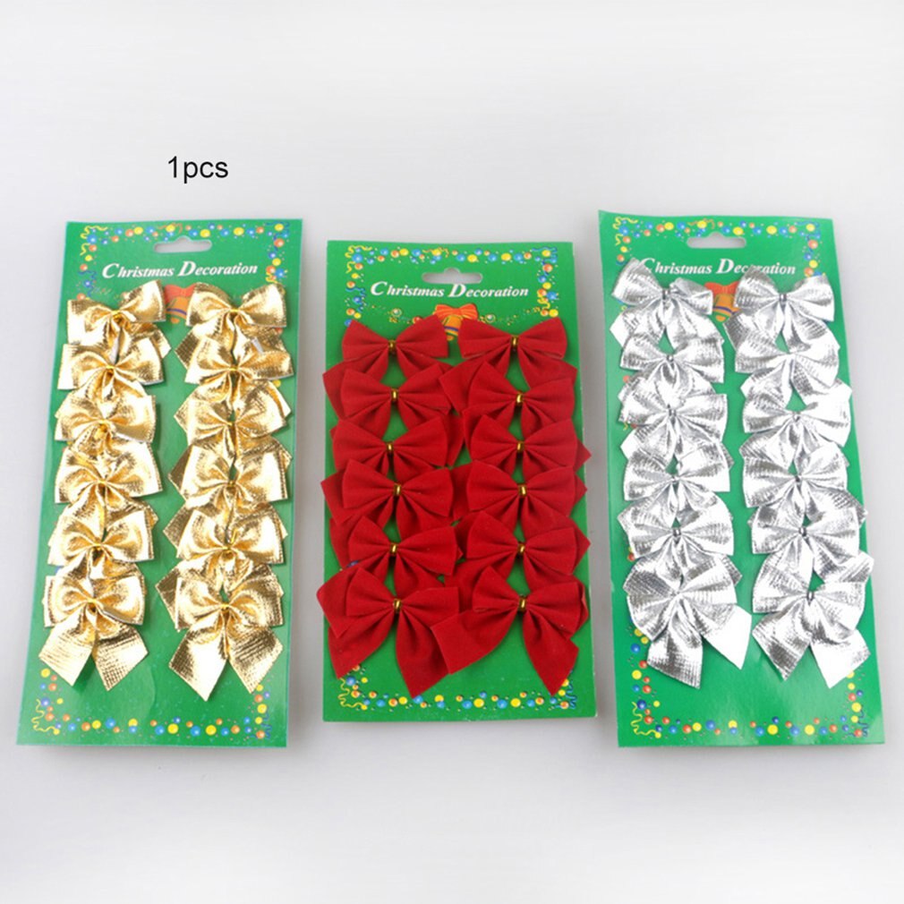 12 stuks/partij kerstboom goud zilver rood kleuren kerst huis feest decoratie jaar strik kerst strikken groot