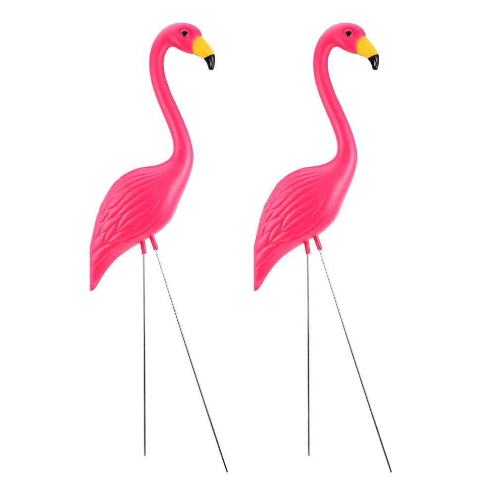 2pcs Artificial Flamingo Stake Outdoor Garden Lawn Decor Flamingo Statue (Pink): Default Title