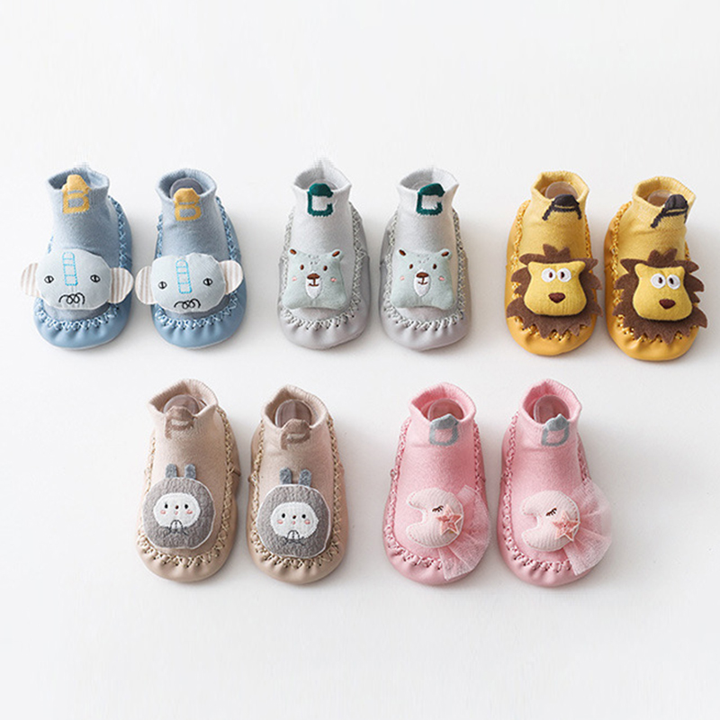 Primavera dos desenhos animados animal meias do bebê macio anti deslizamento de couro do plutônio recém-nascido meias da criança bonito algodão curto infantil menina menino piso meias