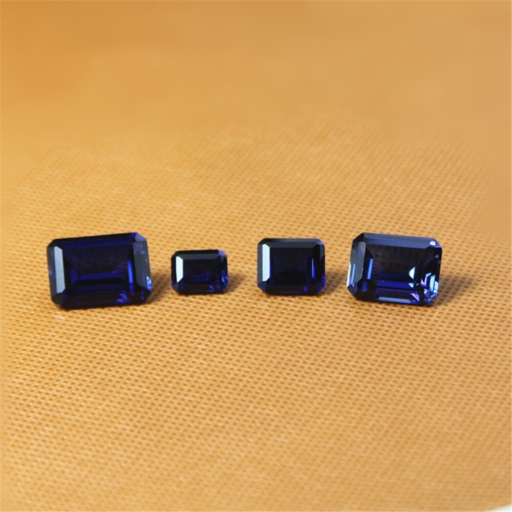 Joanlyn Sapphire Rectangle Faceted Gemstone Emerald Cut Sapphire Gem Multiple Sizes to Choose C36S