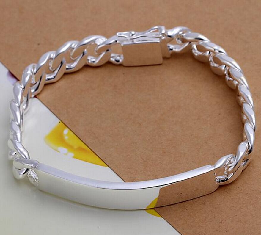 Promociones pulsera/brazalete de 20cm de largo, pulsera de 10mm de ancho para hombre de , pulsera de con enchapado de plata de Navidad de