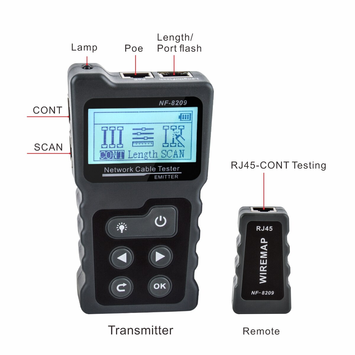 NOYAFA NF-8209 rj45 Cable tracker lan tester POE Wire Checker ethernet tester cat6 cat5 Network Tools LCD Display Measure Length