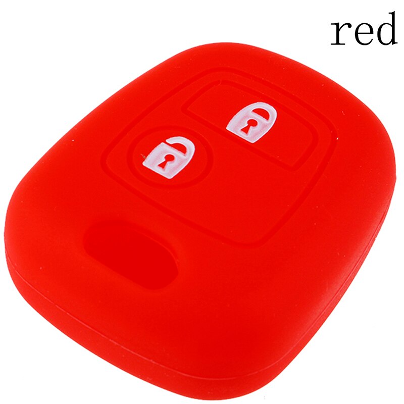 2 knappar silikon gummi bil fjärrnyckel fodral lock för 107 206 307 207 408 nyckel skyddshållare skal: Röd