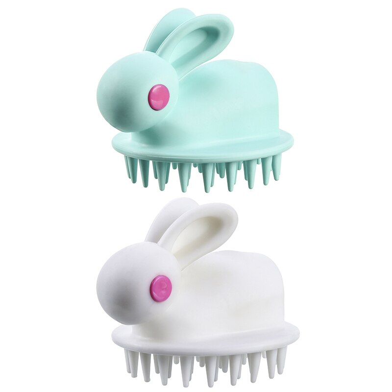 Siliconen Shampoo Hoofdhuid Haar Massager Head Body Hoofdhuid Massage Borstel Kam Haar Wassen Kam Douche Borstel Bad Spa Massage Borstel: White and Green