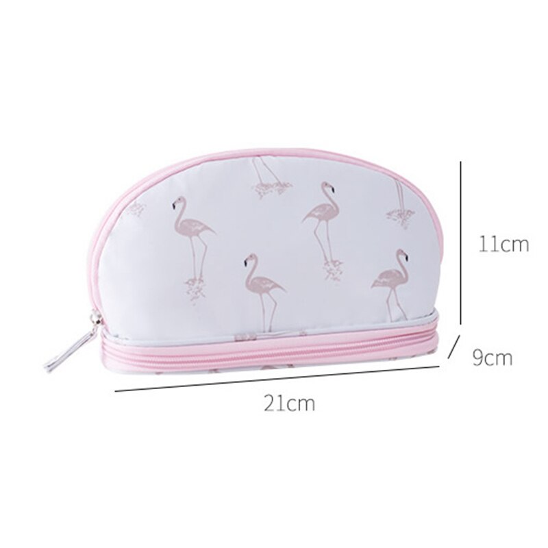 Travel Double Layer Flamingo Big Makeup Bag Women Portable Zipper Make Up Case Beauty Wash Organizer Storage Cosmetic Toiletry