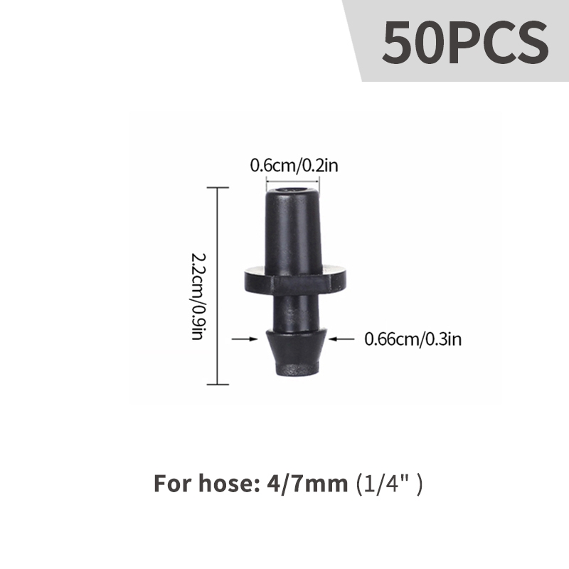 50pcs Garden Water Barbed Connectors Irrigation Dripper Sprinkler 4/7mm Tubing Fittings for Flower Plant Micro Drip Irrigation: black