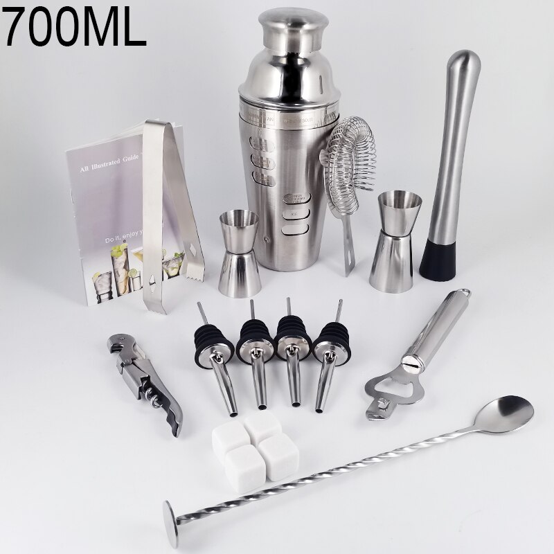 Dosenöffner Bar Löffel Wein Kork Ausgießer Sieb Bar Werkzeuge Zubehör 1-19 Stck Edelstahl Boston Cocktail Shaker rezept: 700ML einstellen