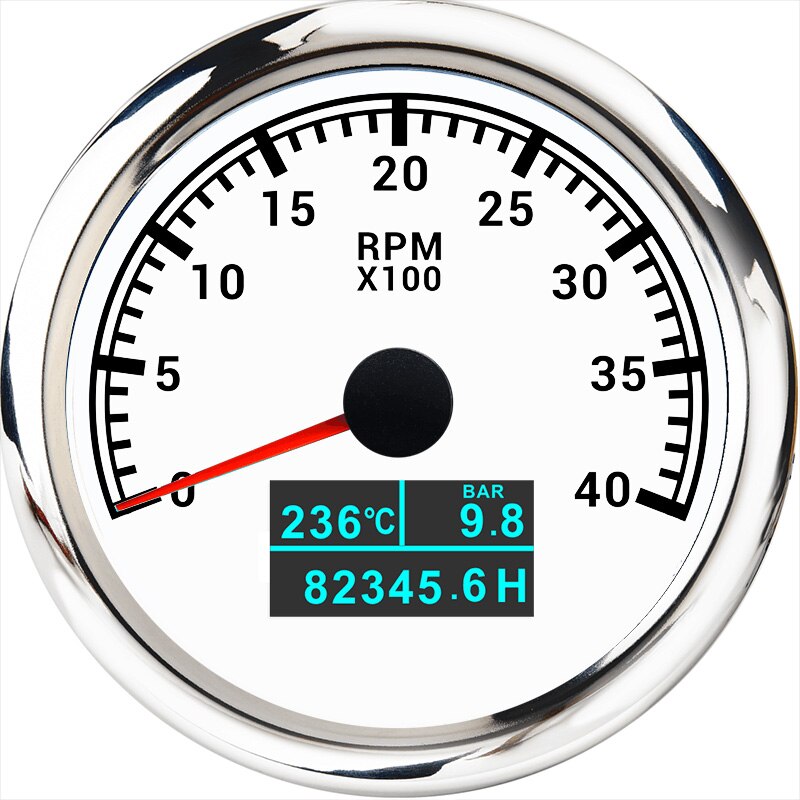 3 in 1 Tachometer Gauge 8000/ 6000/ 4000 RPM 85mm Waterproof Tacho Meter LED Water Temp Oil Pressure Hour Meter For Boat Car: 4000-WS