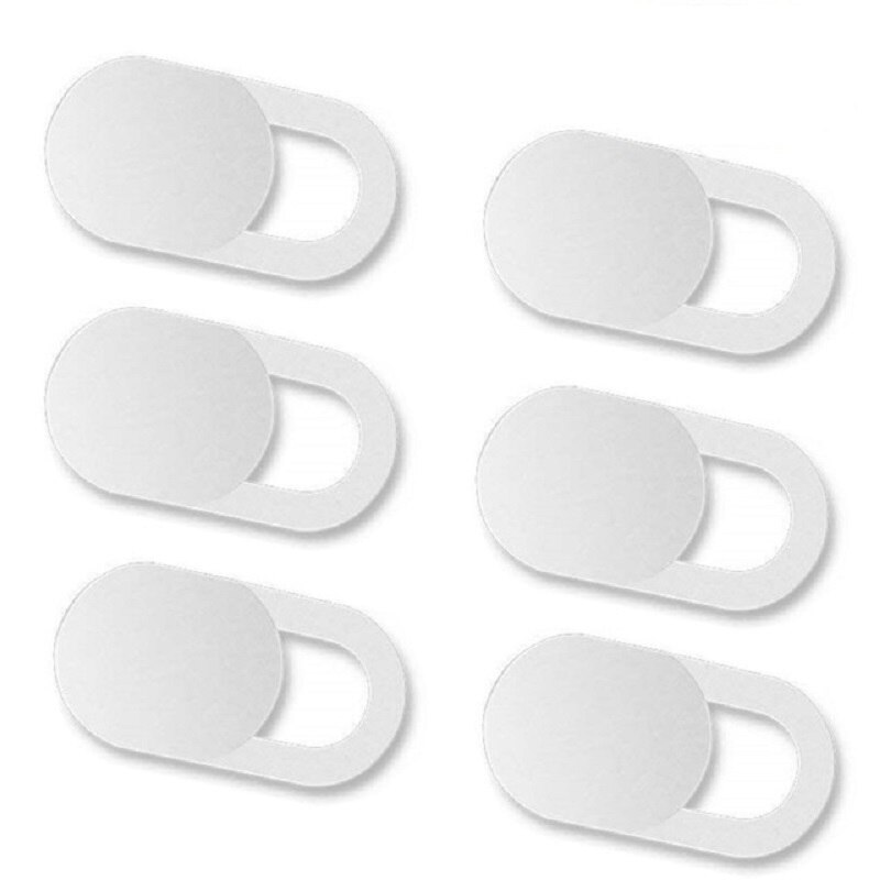Cache-webcam magnétique coulissant en plastique pour iphone, ordinateur portable, ipad, tablette, appareil photo, téléphone portable, autocollant de confidentialité: 6 pièces blanches