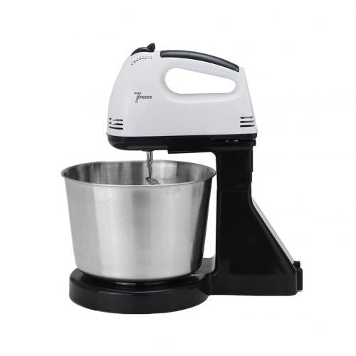 Portable Multifunctional 7 Speed Electric Food Cake Egg Dough Blender Handheld Stand Mixer With 1.7L Bowl: Black EU Plug