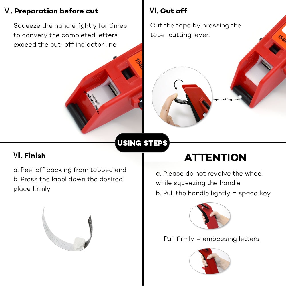 Red Embossing Label Maker with 6mm 9mm label maker tape for MOTEX E101 Mini Alphabet printing machine Typewriter Label Printer