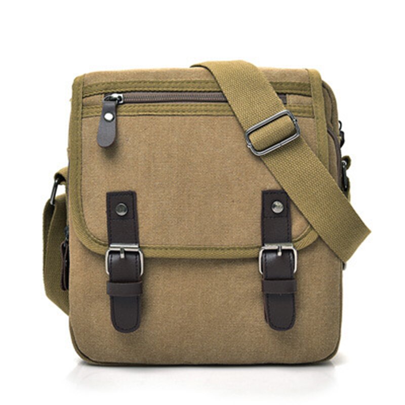 Retro Casual Office Travel Crossbody Bag Canvas College Student Messenger Bag Shoulder Bags: khaki