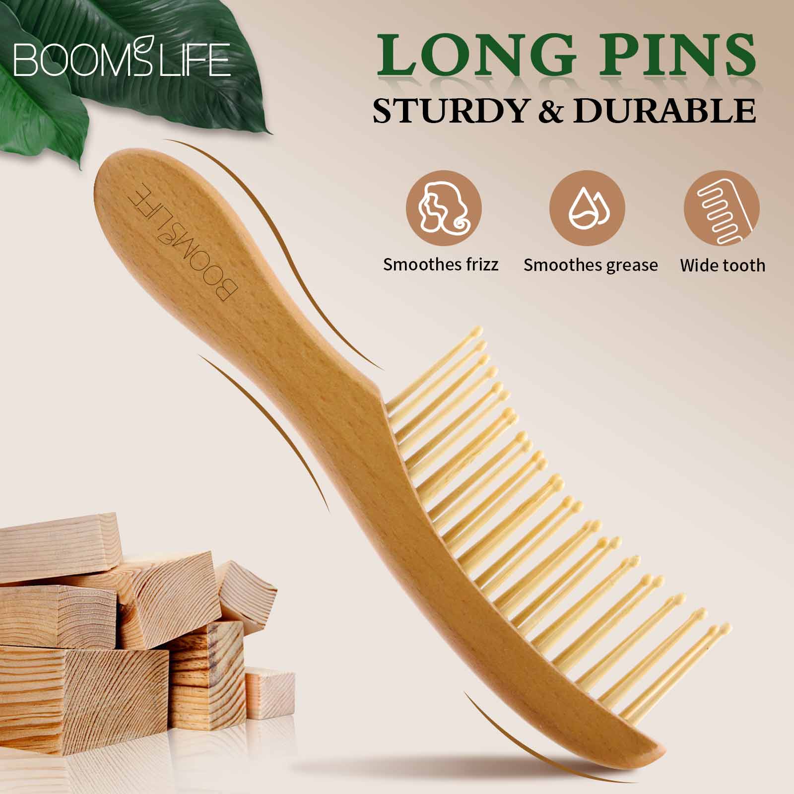 Holz Haar Pinsel Breiter Zahn Nass Haar Kämme Anti-Statische Styling Kamm für Lange Haar Kopf Akupunktur Punkt Massage für Frauen
