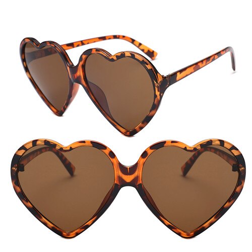 Steampunk Heart Shape Summer All-Match Sunglasses Lens Goggles Sun Glasses Middle Frame Vintage Eyewear Lens: Leopard