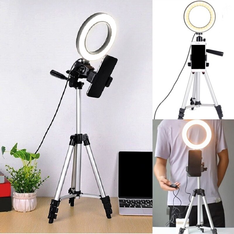 Fotografie Led Selfie Ring Licht 5.7 Inch Dimbare Camera Telefoon Ring Lights Met Statieven Telefoon Houder Voor Make Video