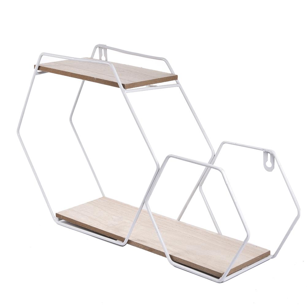 Hexagonal rack de ferro forjado hexagonal grade prateleira parede sala estar quarto figura geométrica combinação pendurado parede decoração casa