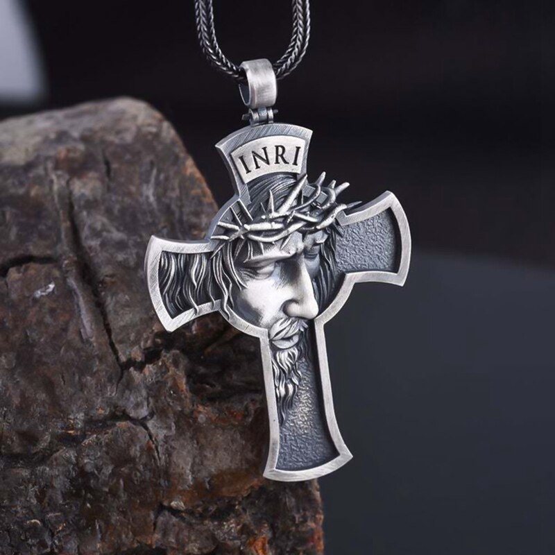 Männer Anhänger Einfache Dornenkrone Jesus Kreuz Halskette männer Schmuck Religiöse Retter retro Anhänger Halskette Zubehör: SV