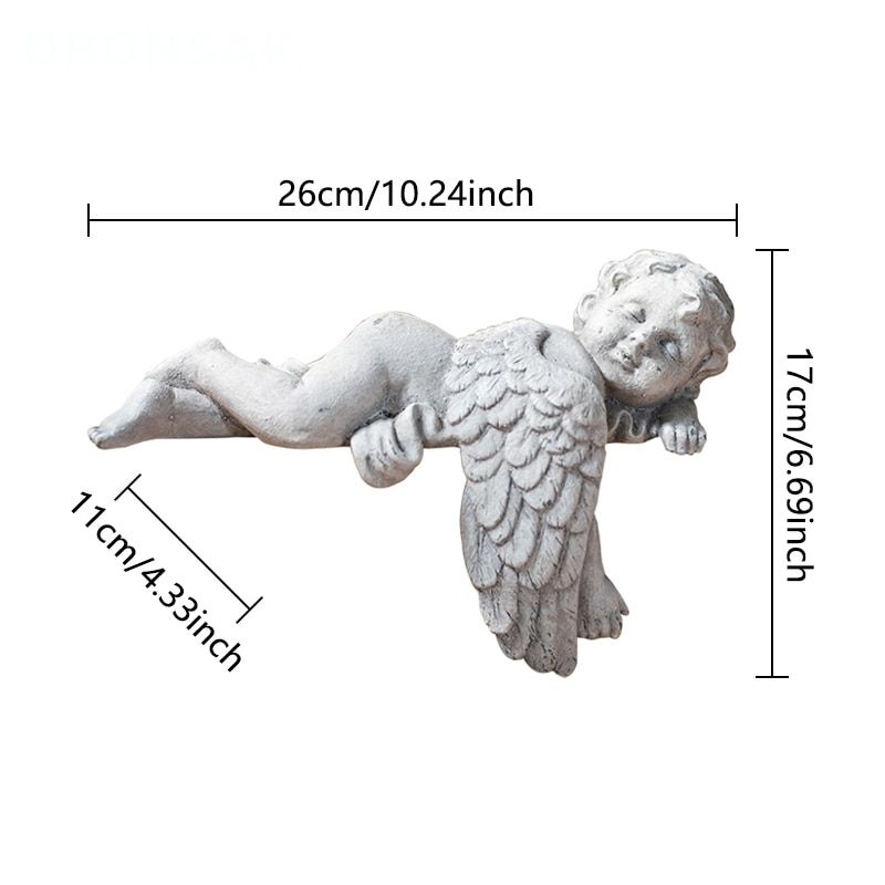 Vintage engel skulptur statue sovende engel dekoration harpiks håndværk have gårdsplads villa væg skrivebord dekoration