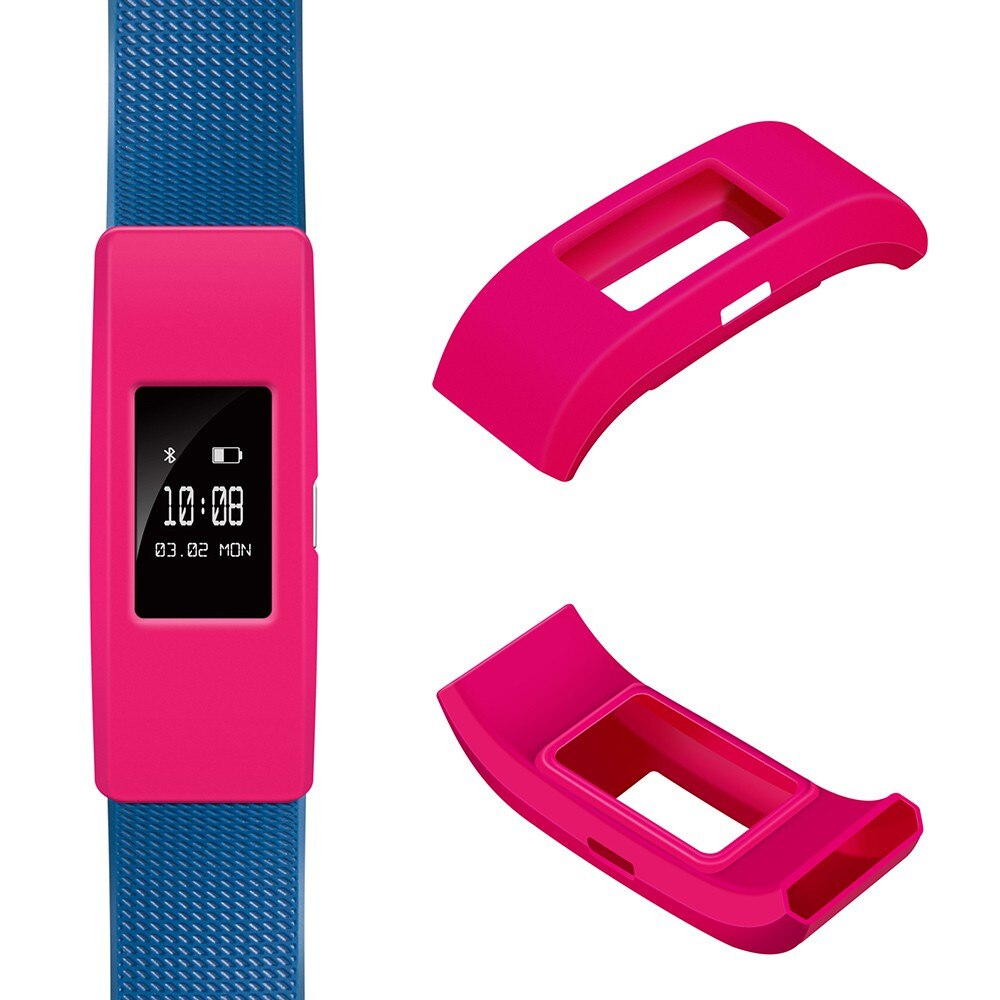 Eieuuk myk silikonhylse fitness band deksel beskyttelsesdeksel tilbehør for fitbit charge 2 smartwatch: Rosenrød