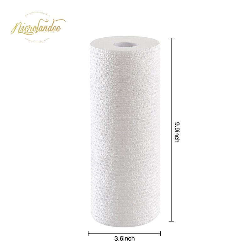 Nicrolandee 1 rulle non-woven stof dovne klude våde og tørre vaskbare engangsopvaskepapir til køkkenarbejde: 01 ren hvid