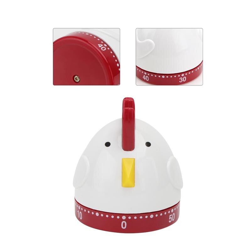 1Pc Cartoon Rooster Timer Home Mechanical Timer Kitchen Time Reminder (White)