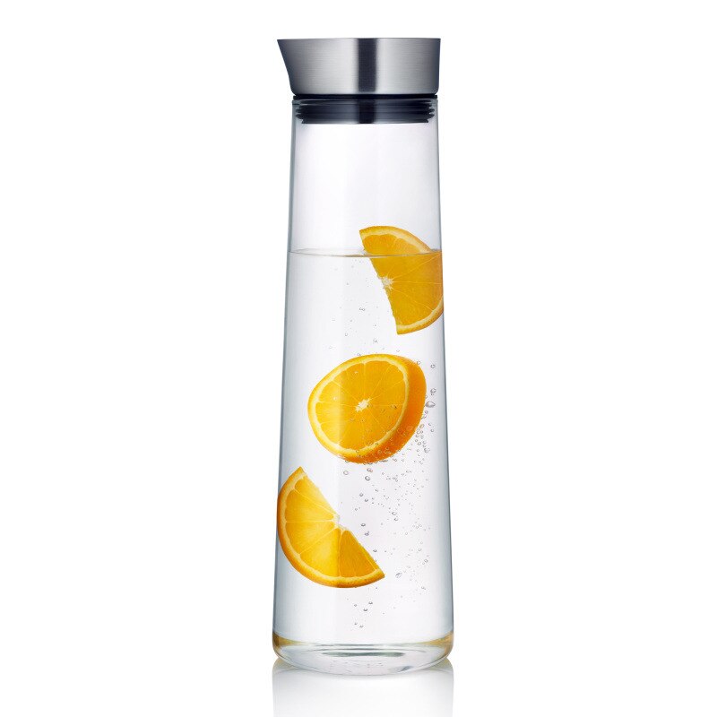 1L/1.5L Thickened Glass Water Bottle With Stainless Steel Lid Cold Water Jug Pitcher Boiling Water Juice Glass Pitcher Bottle: 1500ML B
