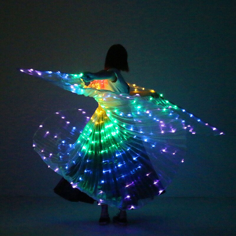 Accesorios para actuación en escenario para mujer, accesorio de baile, alas de baile LED para DJ, disfraz de alas iluminadas, alas de baile LED, colores del arco iris