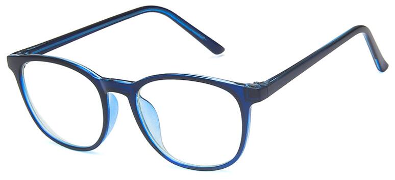 TR90 Ultra Light Round spectacle frame Women's Transparent Clear Lens Female Girl Myopia Nerd Glasses Without Diopters: blue