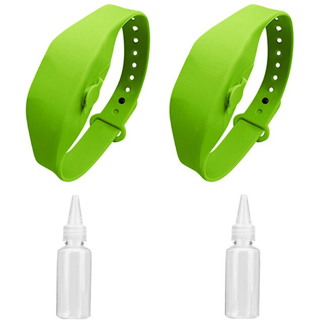 Dispensador de Gel hidroalcohólico, pulsera, desinfectante de manos recargable, pulsera, desinfectante para niños, reloj hidrocólico antibacteriano: 2PCS Green