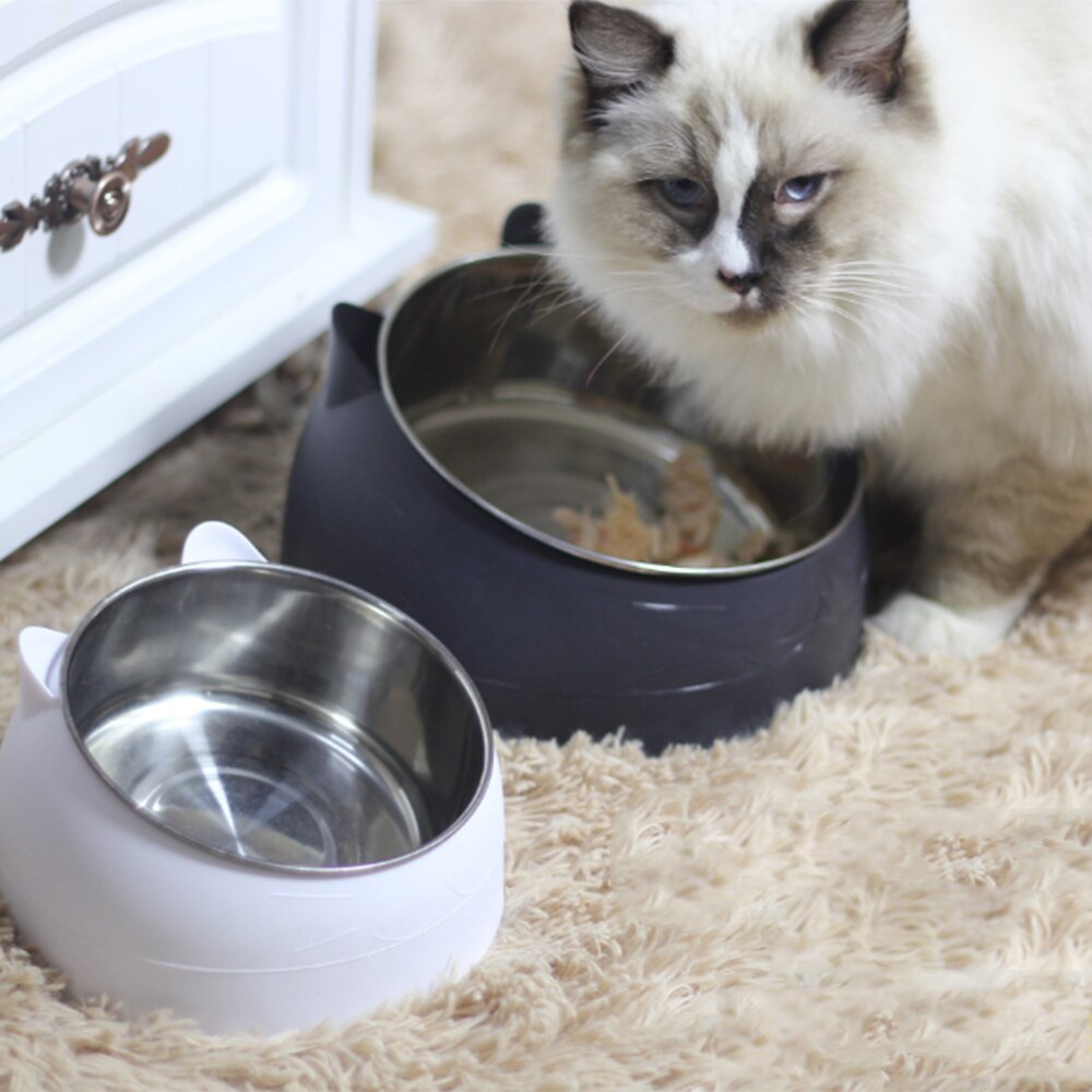 15 graden gekantelde voerbak voor katten, roestvrij staal, antislip voerbak voor huisdieren, anti-val, anti-bijtbak voor honden, gereedschap en benodigdheden