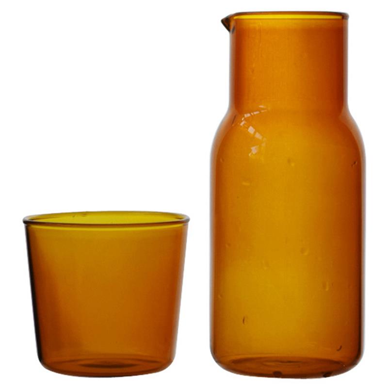Godteri farge glass tekopp enkel varmebestandig drikkeglass juice glass med tekanne drikke redskaper: Lysebrun