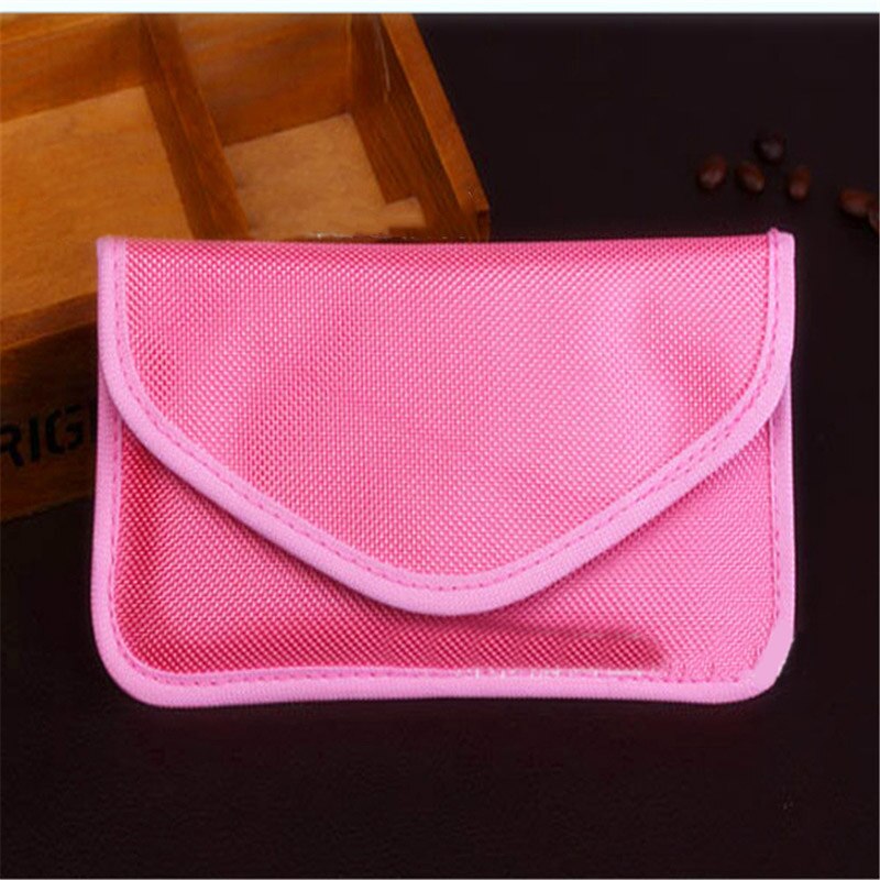 Saco de bloqueio de sinal quente anti-radiação sinal blindagem chaves do carro bolsa carteira de telefone celular bolsa de moeda monedero portemonnee: Pink