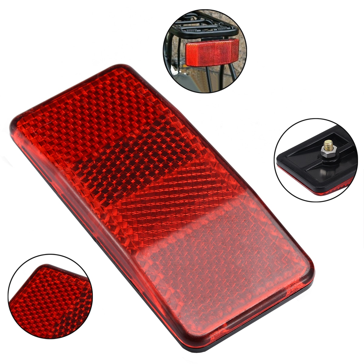 1Pcs Bike Reflector Bicycle Bike Mount Bike Cycling Safety Red Warning Reflect Light For Disc Rear Carrier Pannier Rack