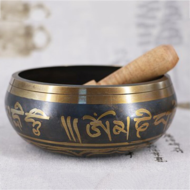 Nepal grandes cuencos tibetanos Manual tocando artesanía de Metal de Buda, religioso loza Bol Tibetain Luneaire Chantant de meditación