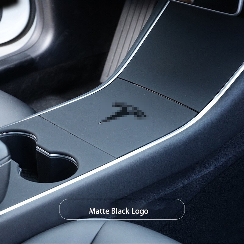 Car Central Control Panel Protective Patch for Tesla Model 3 Central Console Three Patch for Tesla Model 3/Y: Matte black logo