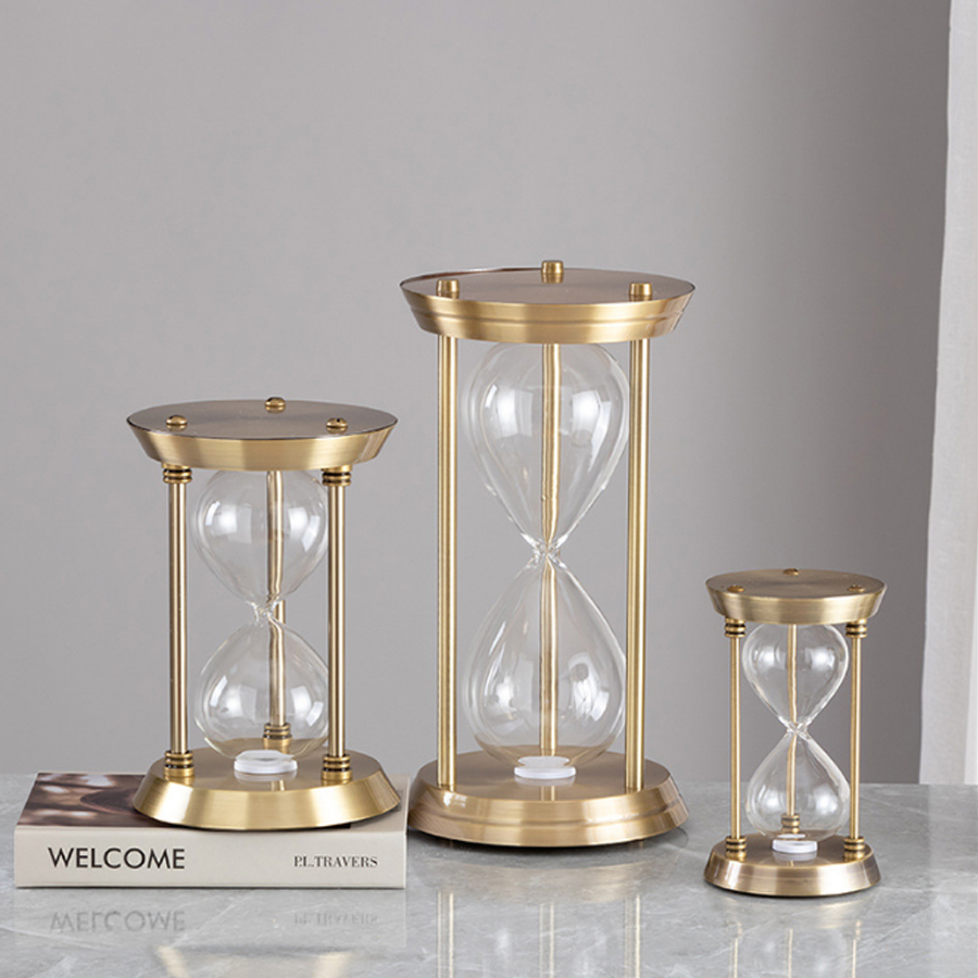 Reloj de arena vacío, decoración del hogar, sala de estar, oficina, hora de Metal, cristal, temporizador, reloj de arena de lujo, gafas de arena, boda