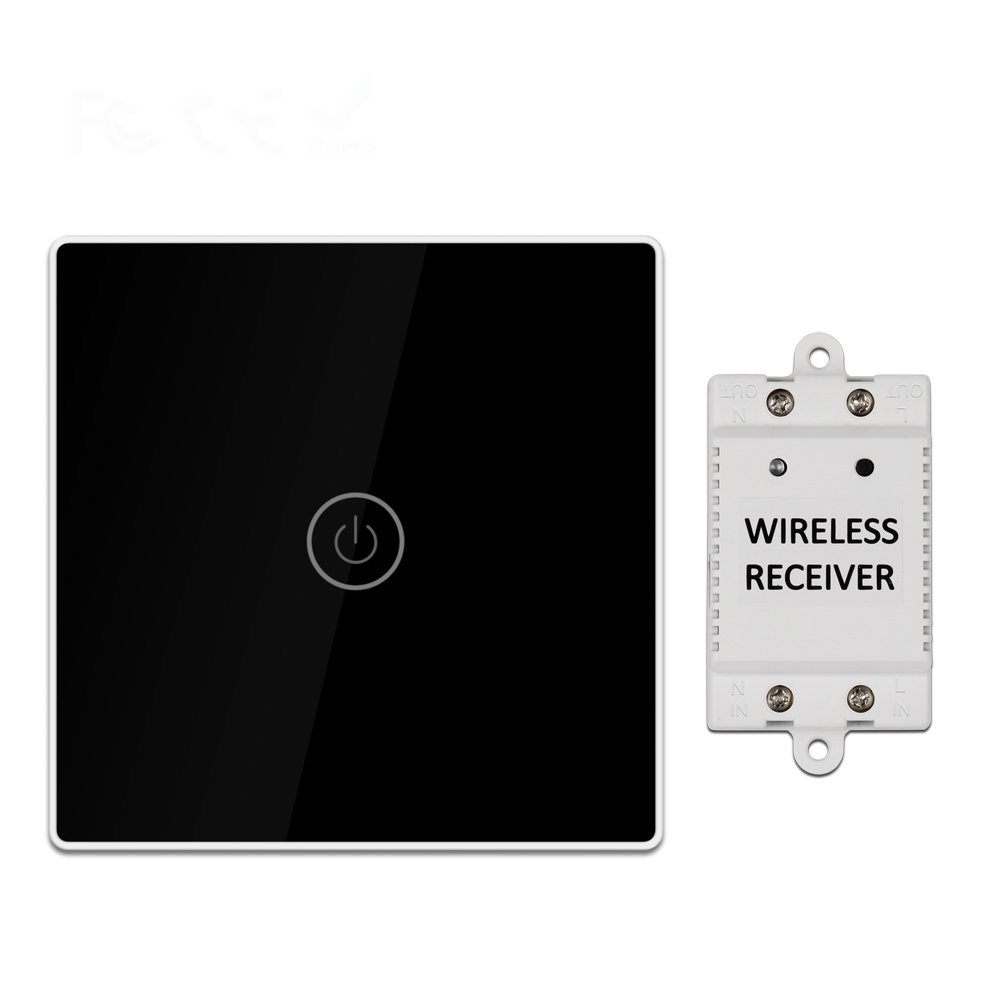 Wireless Smart Touch Switch Light Controller with 1/2/3 Receiver 30m Remote Control 1/2/3 Gang Lamp Wall Panel Button Receiver