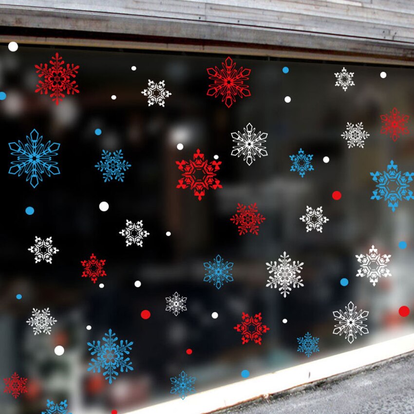 Christmas Snowflake Window Decal Wall Stickers - Xmas/Winter Static Window Sticker Red/ Blue/ White Decorations