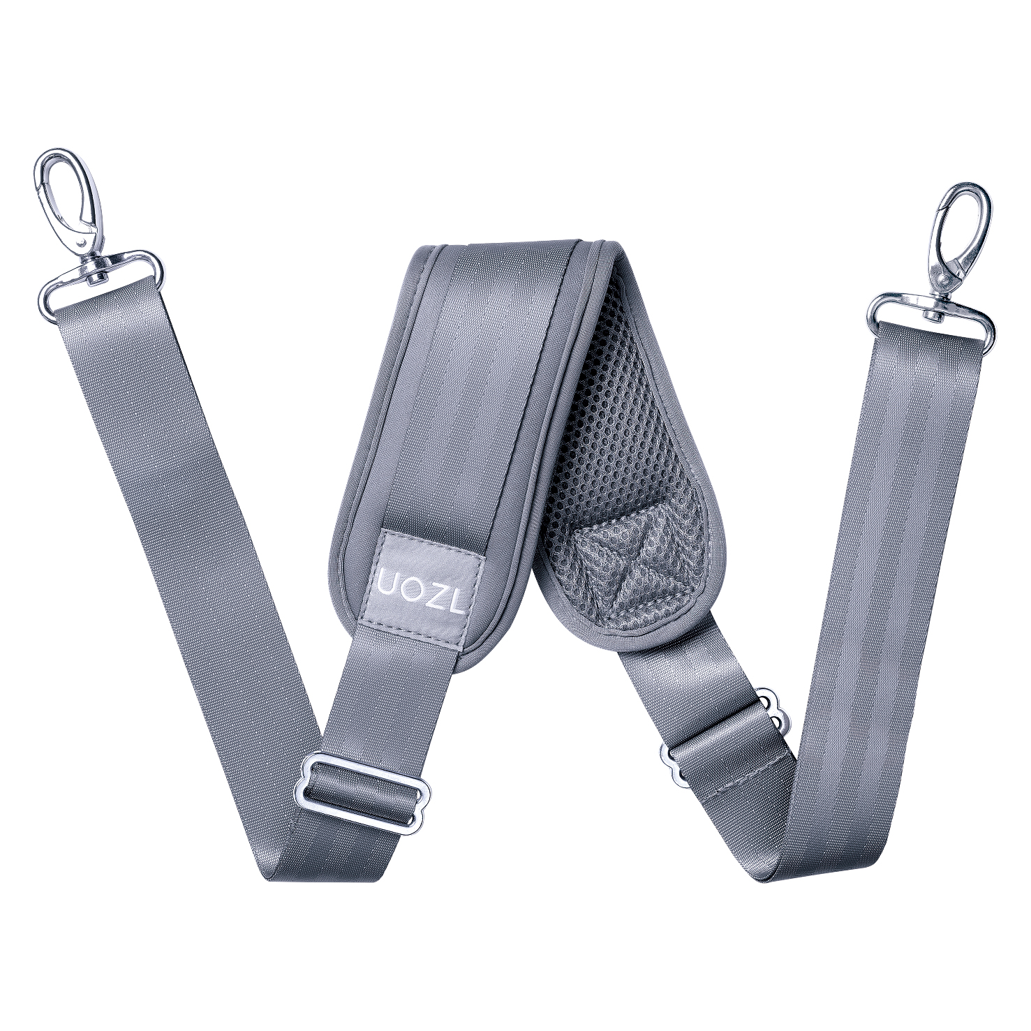 Shoulder strap 79 inch, UOZL soft fixed shoulder pad, independent adjustable buckles on both sides to replace the shoulder strap: Light Grey