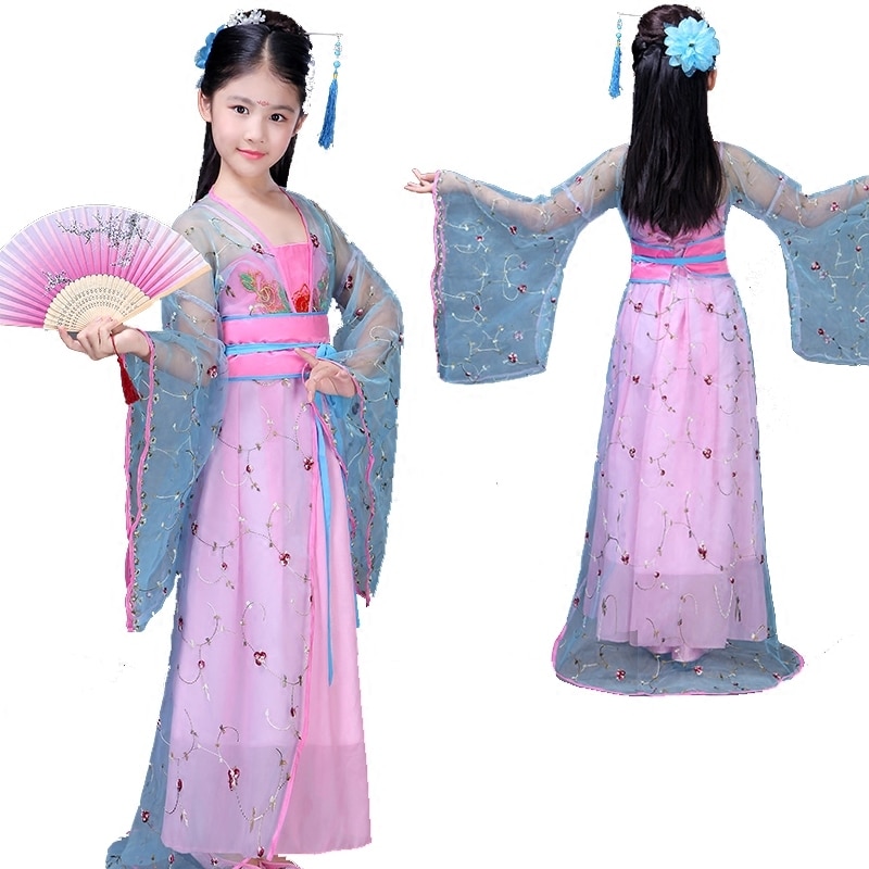 Traditionel kinesisk folkedans gammeldags tøj fe dans kostumer hanfu kjole tang dynasti kostume piger børn børn barn