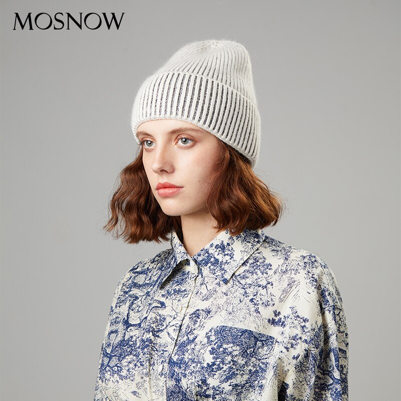 Kvinnliga mössor vintermössor för kvinnor kaninhår casual höststickad mössa tjejmössa mjuk mössa