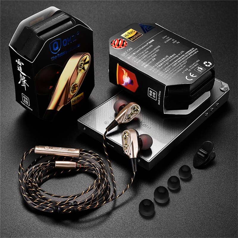 QKZ CK8 Dual Fahrer Kopfhörer Stereo Bass Sport Lauf Headset HIFI Monitor Ohrhörer Freihändiger Mit Mic CK8 CK7 ck5