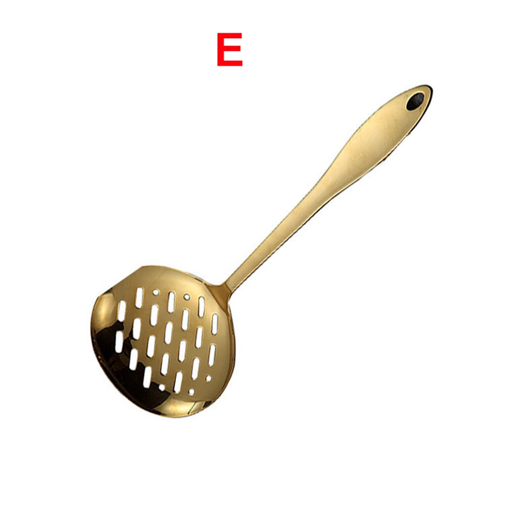 Ustensile de cuisine en acier inoxydable, titane doré, cuillère, spatule, ustensile de cuisine: E