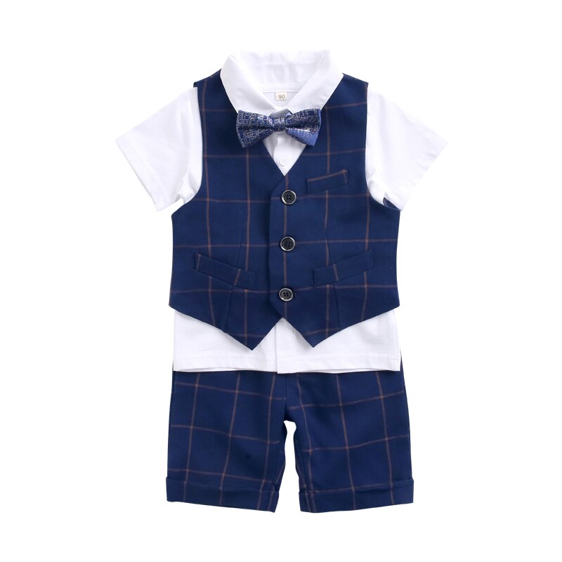 Garçons costume formel gilet style britannique 4 pièces vêtements enfants costume court enfants 2-10 y robe de fête de mariage fleur garçons vêtements: 6T