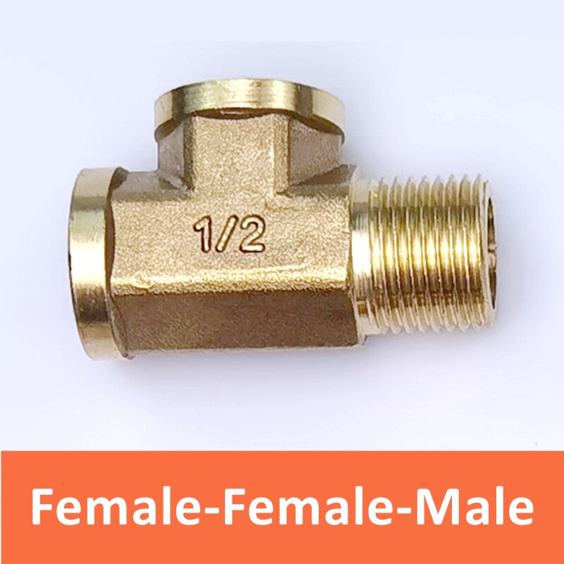 Encanamento pneumático encaixe de tubulação bronze macho/fêmea rosca 1/8 "1/4" 3/8 "1/2" bsp tipo t acessórios cobre água óleo gás adaptador: Female-F-M / 1/8"