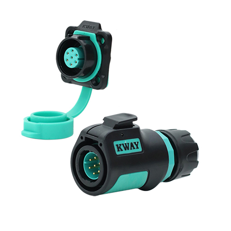 KWAY K16 Waterproof Bulkhead Electrical Connector Adapter IP68 Male Plug Female Socket Industrial AC DC Power 2 3 4 5 7 8 9 Pin: Ivory