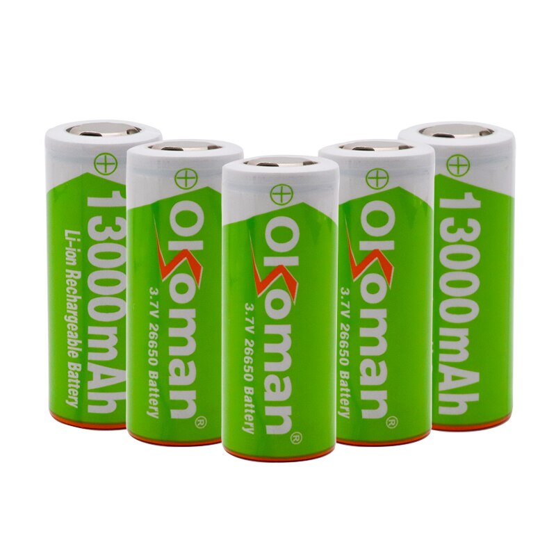 Okoman 26650 Battery 3.7v 13000mAh Rechargeable Li-ion Battery Usage for Flashlight rechargeable Battery