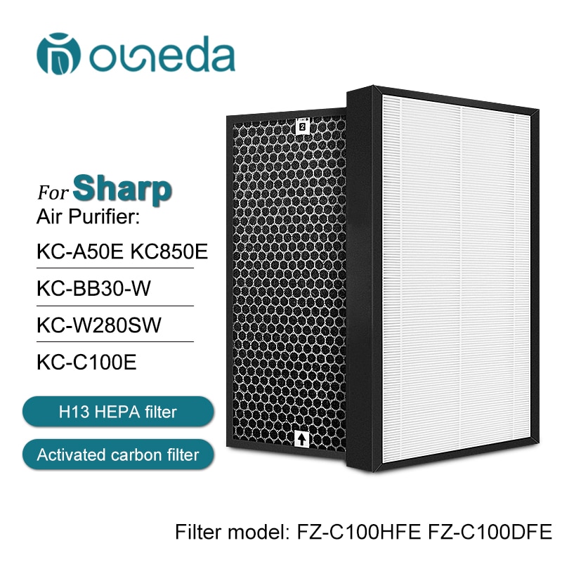 Air Purifier FZ-C100HFE FZ-C100DFE for Sharp Replacement HEPA Filter and Activatetd Carbon Filter for KC-C100E KC-A50E KC850E